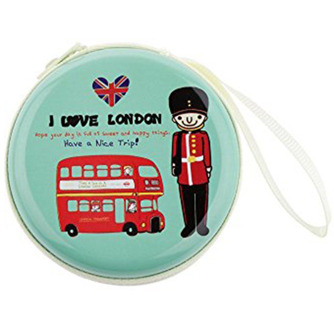 Encelade Round Aluminium Zipper Headphone Case London LC-06 (Multicolor) (All Earphones)
