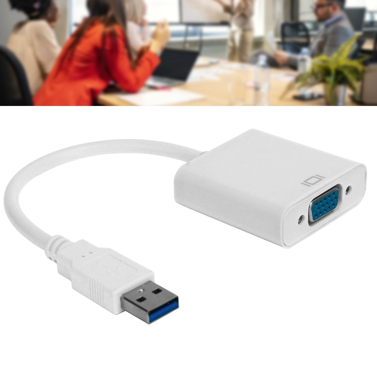 ZJchao Convertisseur USB USB3.0 USB3.0 vers VGA Mâle, Câble Adaptateur HD 1080P 5Gbps, Carte Vidéo Externe Femelle 15 Broches pour PC, Ordinateur Portable, Projecteur, (White)