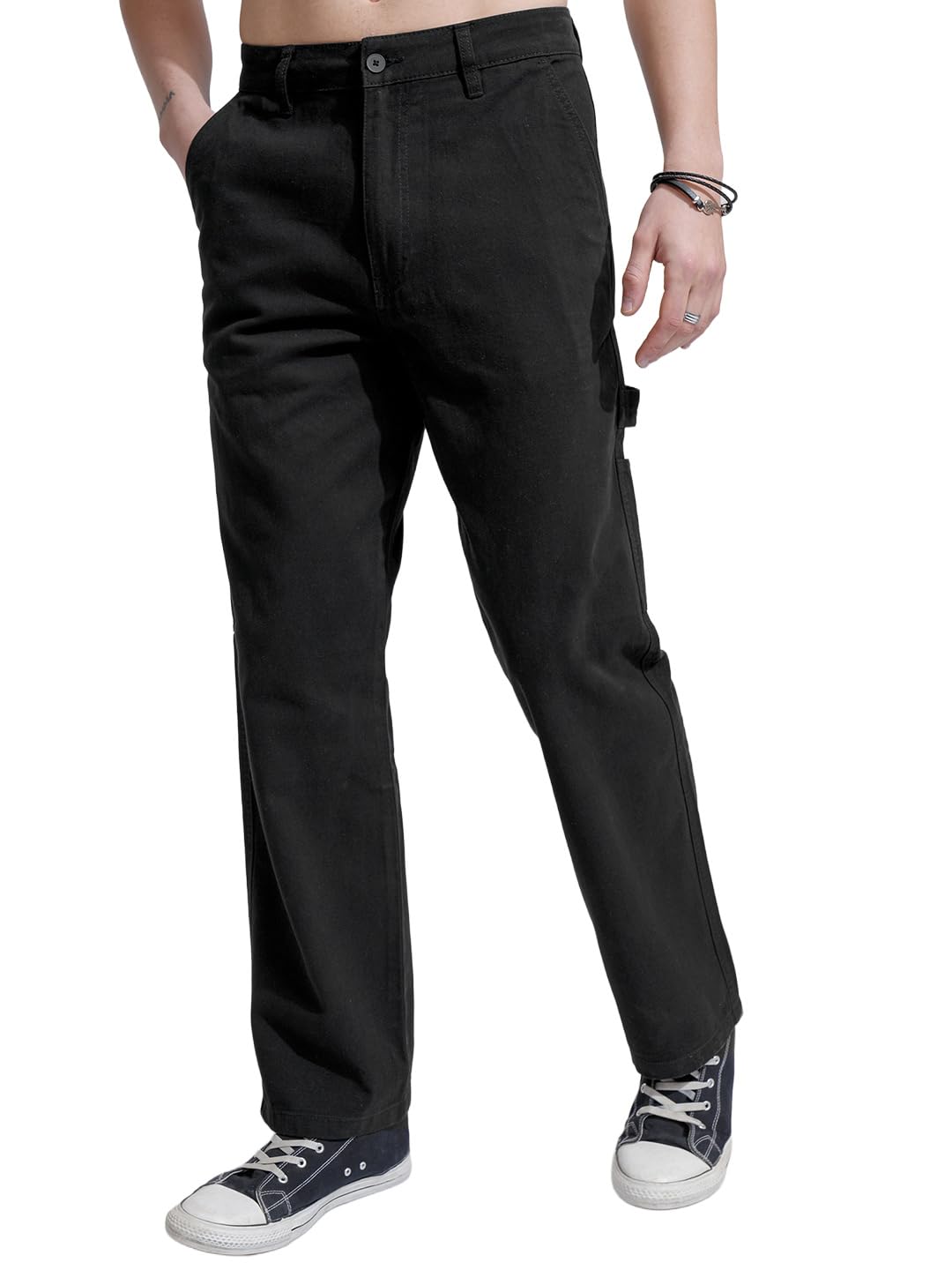 Highlander Menâ€™s Utility Pocket Cargo Trousers | Durable & Functional | Carpenter Fit | Outdoor Ready | Trouser for Men | Men Trousers in neutral