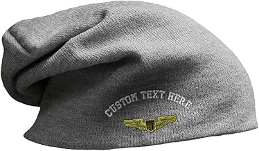 Custom Slouchy Beanie Air Force Pilot Badge Embroidery Acrylic - coolthings.us