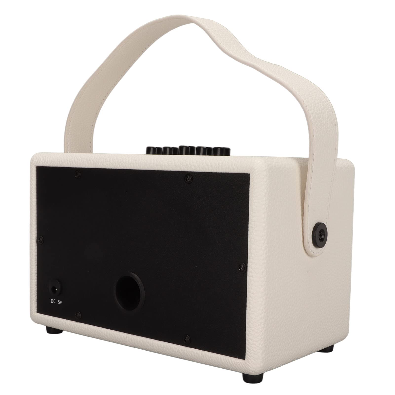 Vintage-Bluetooth-Lautsprecher aus Leder mit Starkem Bass, Kabelloser Musikplayer für Outdoor-Performance, Büro und Zuhause, 1 Einheit (Weiß)
