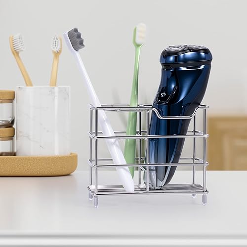 Miniatura 4 de Soporte para cepillo de dientes de baño de acero inoxidable, soporte eléctrico para pasta de dientes, con 5 ranuras multifuncionales para,