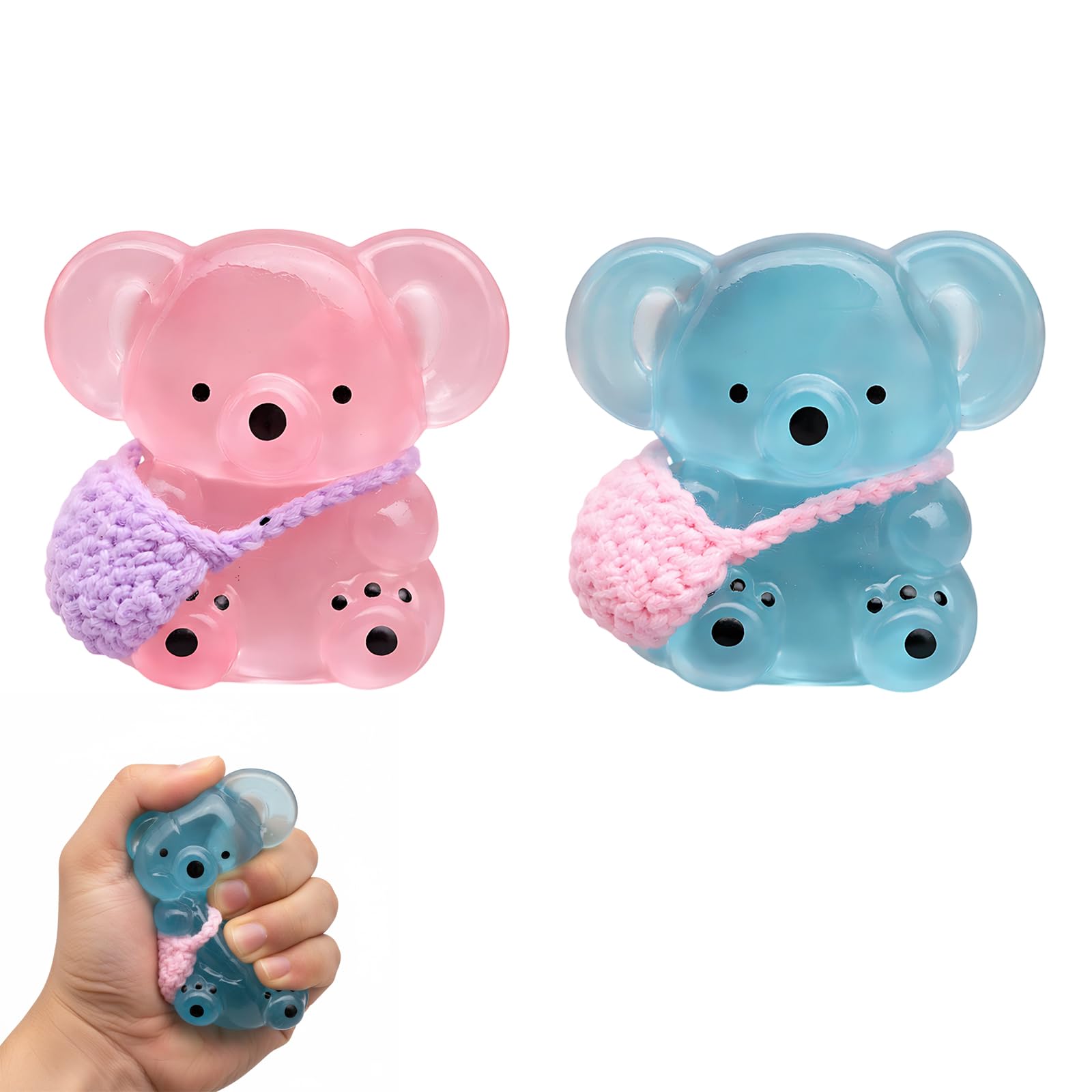 2PCS Adorable Koala, Squishies Koala squishy with Glow-in-the-Dark Crystal Ultra-Soft Experience compact size, this fits easily into pockets, backpacks
