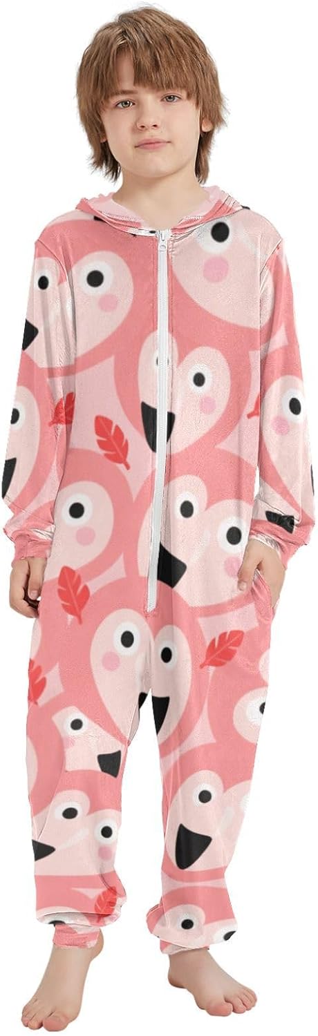 Onesie Pajamas Long Sleeve Hooded Sleepwear Holiday Loungewear for Christmas Home 4-14Y