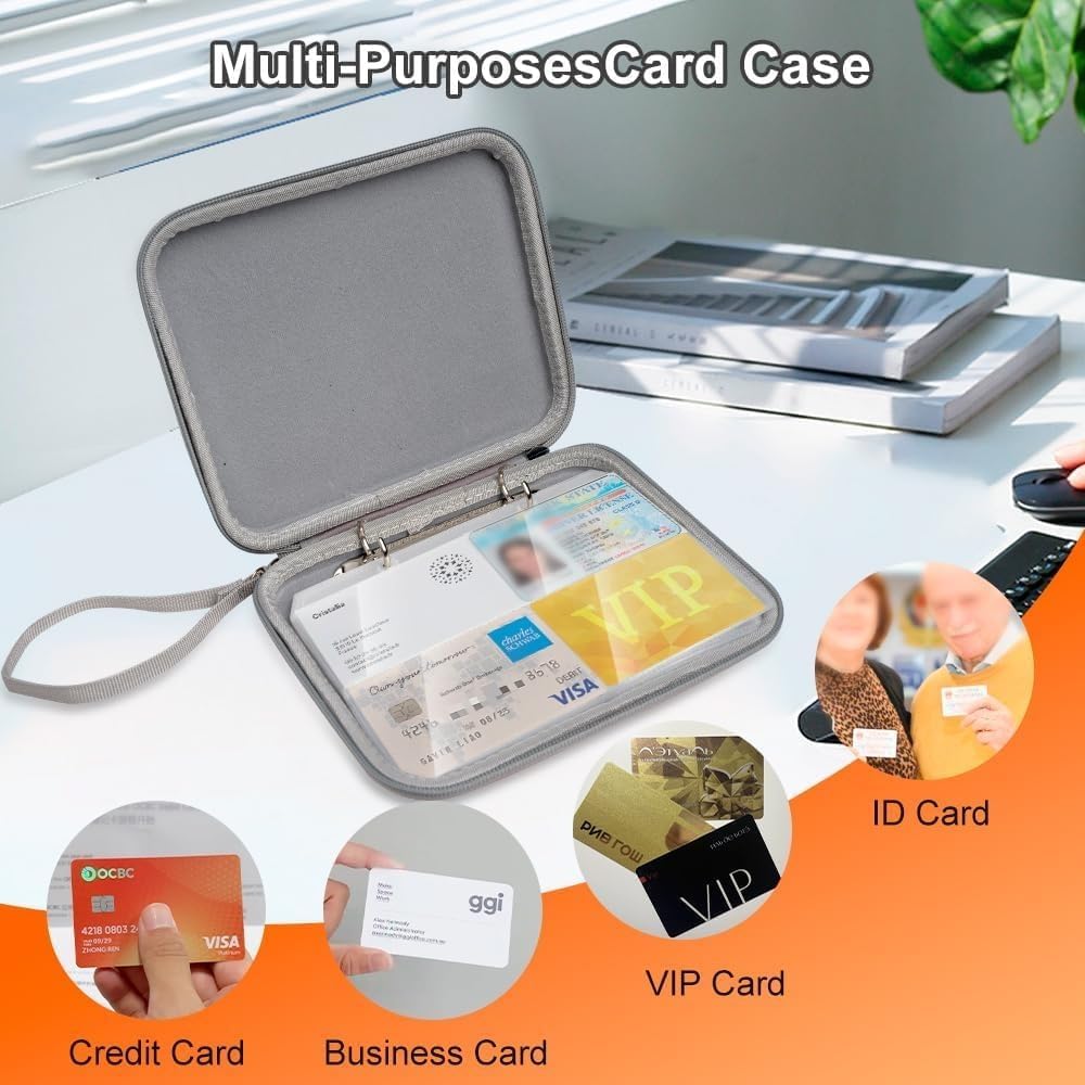 Card Case for Yoto cards, Soft Portable Folder with Zipper & 80 Pockets Player Cards& Mini Audiobook Cards, Card Binder Holder with Sleeves for Travel (Orange)