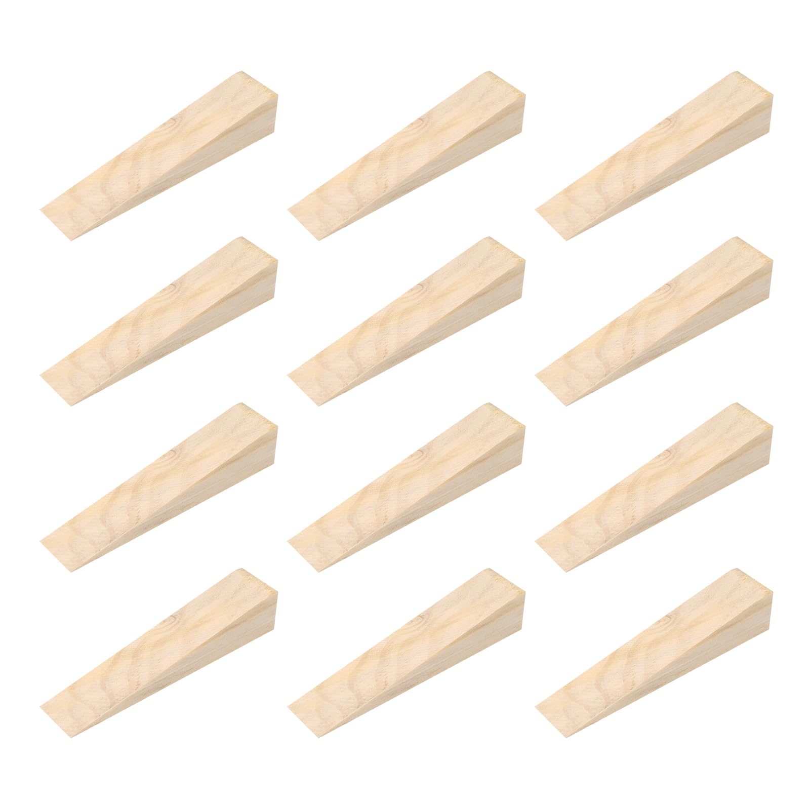 sourcing map 12Pcs Wooden Door Stopper, 100 x 20 x 10mm Non-Slip Solid Wood Door Wedges Triangle Wooden Doorstop Blocks for Chair Caning Home Office Floor