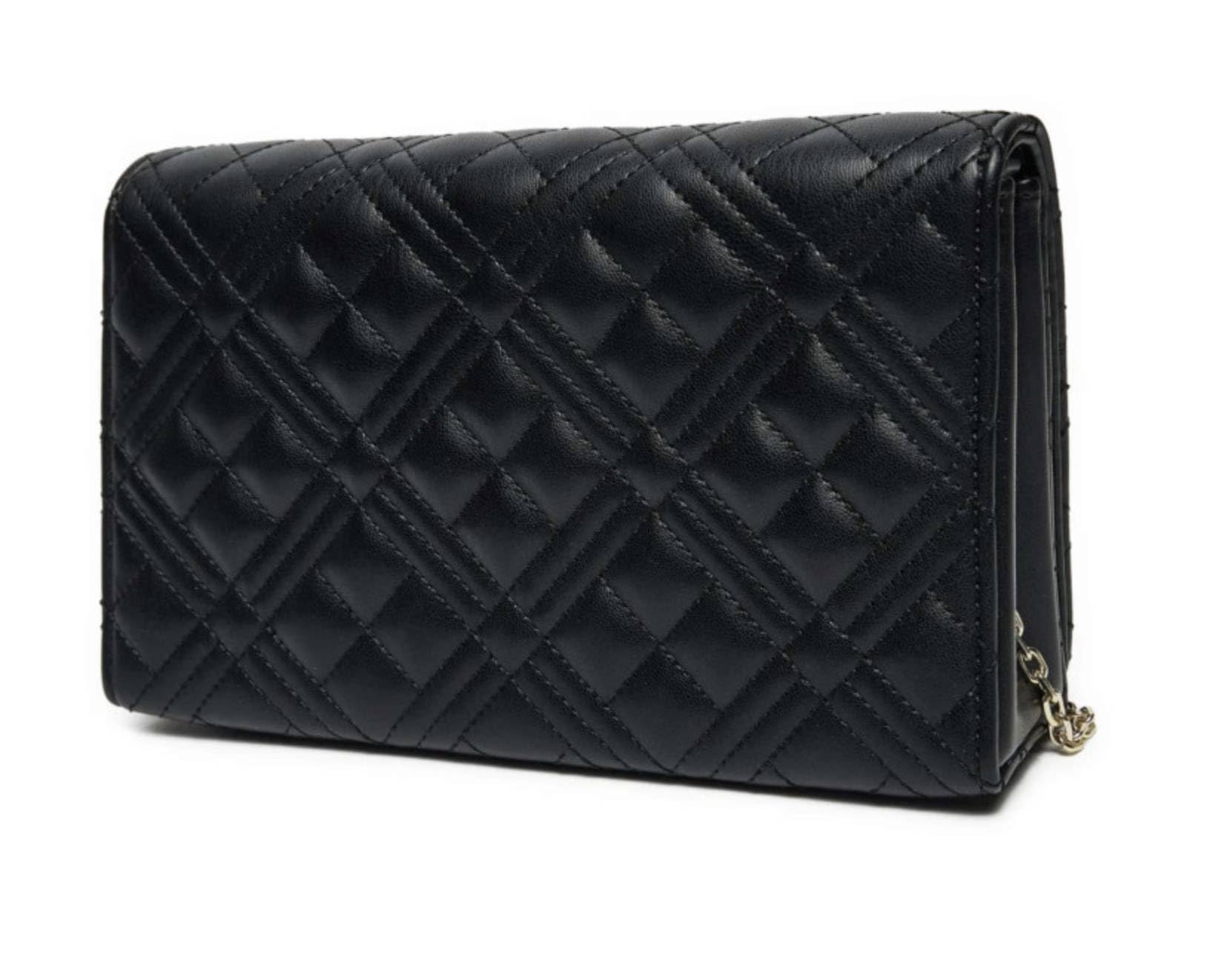 Love Moschino BORSA QUILTED PU NERO+GALV.ORO
