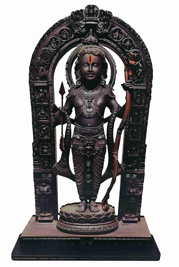 Kalakriti Ram Lalla Idol Ayodhya Mandir Shree Rama 2D Murti Metal Statue for Pooja Room Home Decor Showpiece Gift Office Temple Mandir Housewarming Black 6.5 Inch Height