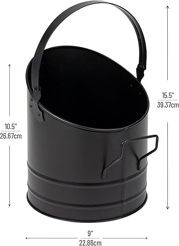 Miniatura 3 de Mind Reader Cubo de ceniza, capacidad de 6 L (1.5 galones), accesorios para chimenea de estufa de leña, metal, 9 pulgadas de largo x 9 pulgadas de