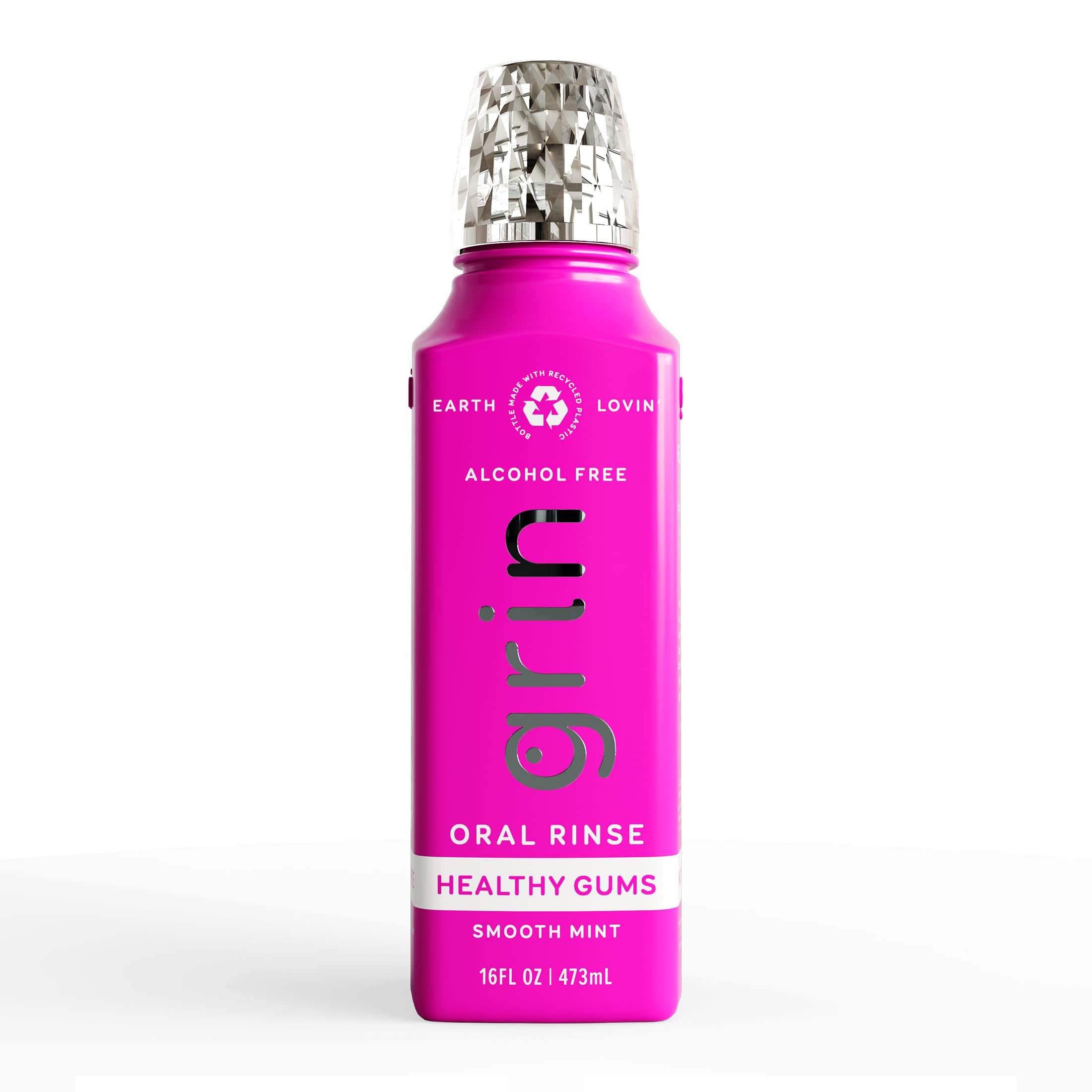Grin Healthy Gums Oral Rinse 16 Fl Oz Fresh Breath Mouthwash Smooth Mint Flavored Alcohol-Free