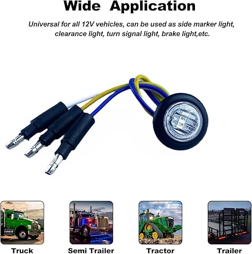 Miniatura 5 de D13 34 Dual Revolution LED Marcador Luces ámbar a azul con indicadores de enchufe de bala y luces LED de señal de giro para remolque, camión,