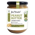 Jus' Amazin Creamy Peanut Butter - Unsweetened (500g) | 31% Protein | Single Ingredient - 100% Organic Peanuts (no Added