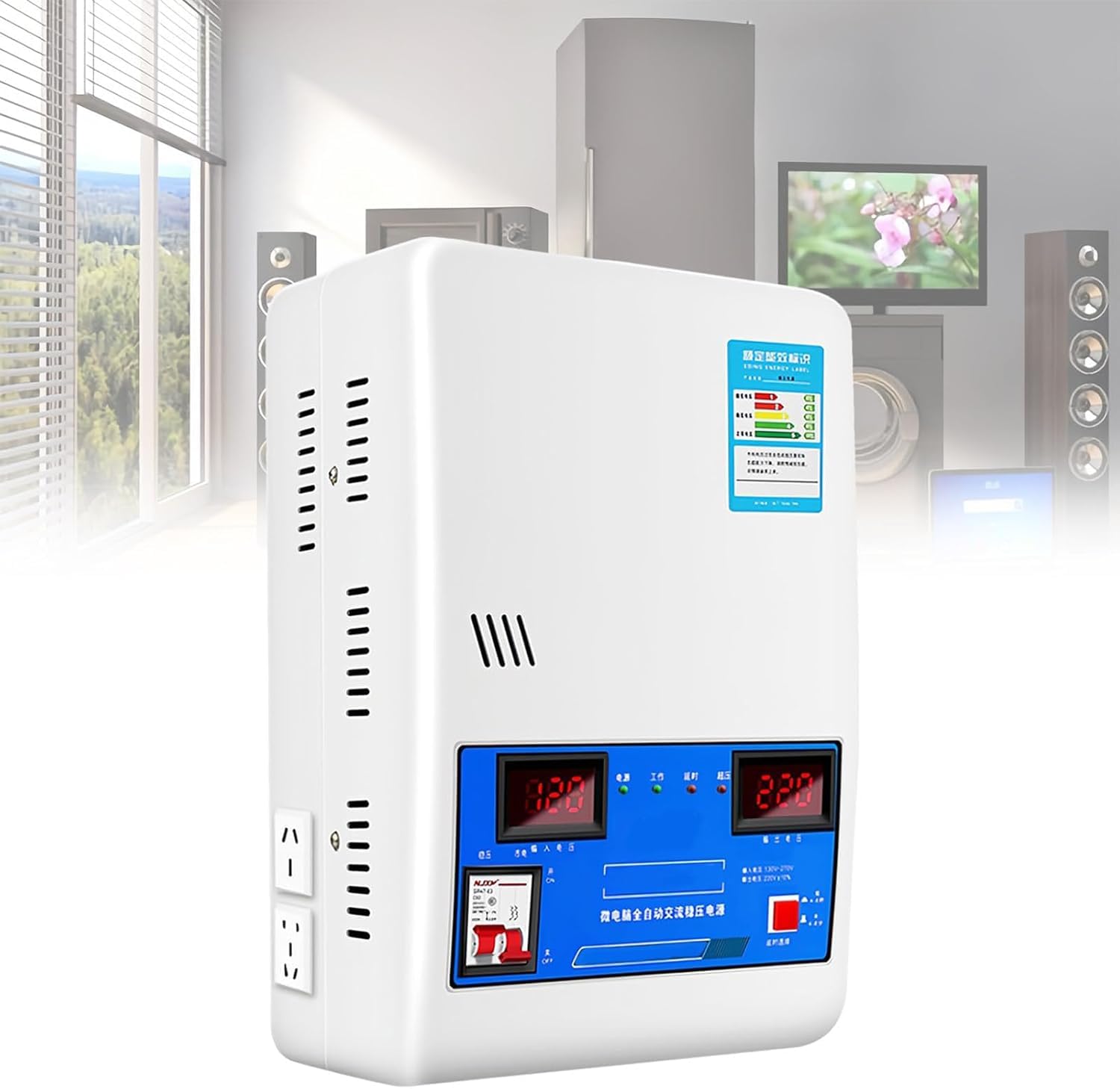 Stabilisateur de Tension Automatique 220V 15000W-30000W pour Maison Entière, Régulateur de Tension AC avec Correction Ultra Basse pour Appareils Électroménagers