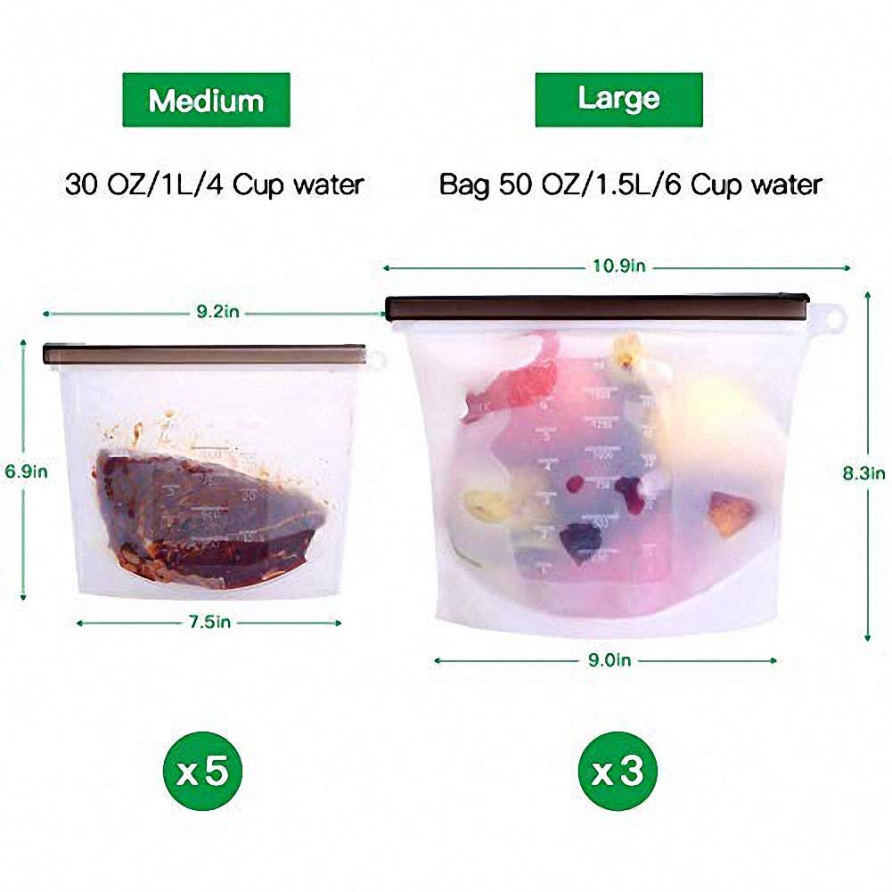 Bolsas de Silicona Reutilizables para Almacenamiento de Alimentos, Bolsas de Silicona