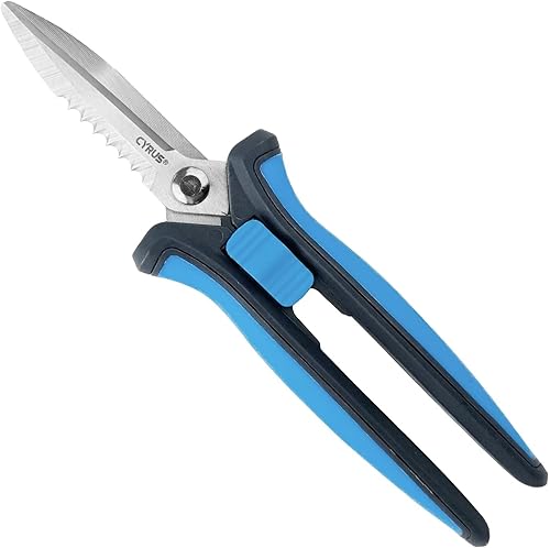 Miniatura 7 de CYRUS Tijeras de jardinería de 6 pulgadas, tijeras de podar de mano con cuchillas curvadas de acero inoxidable para plantas, tijeras de jardín de