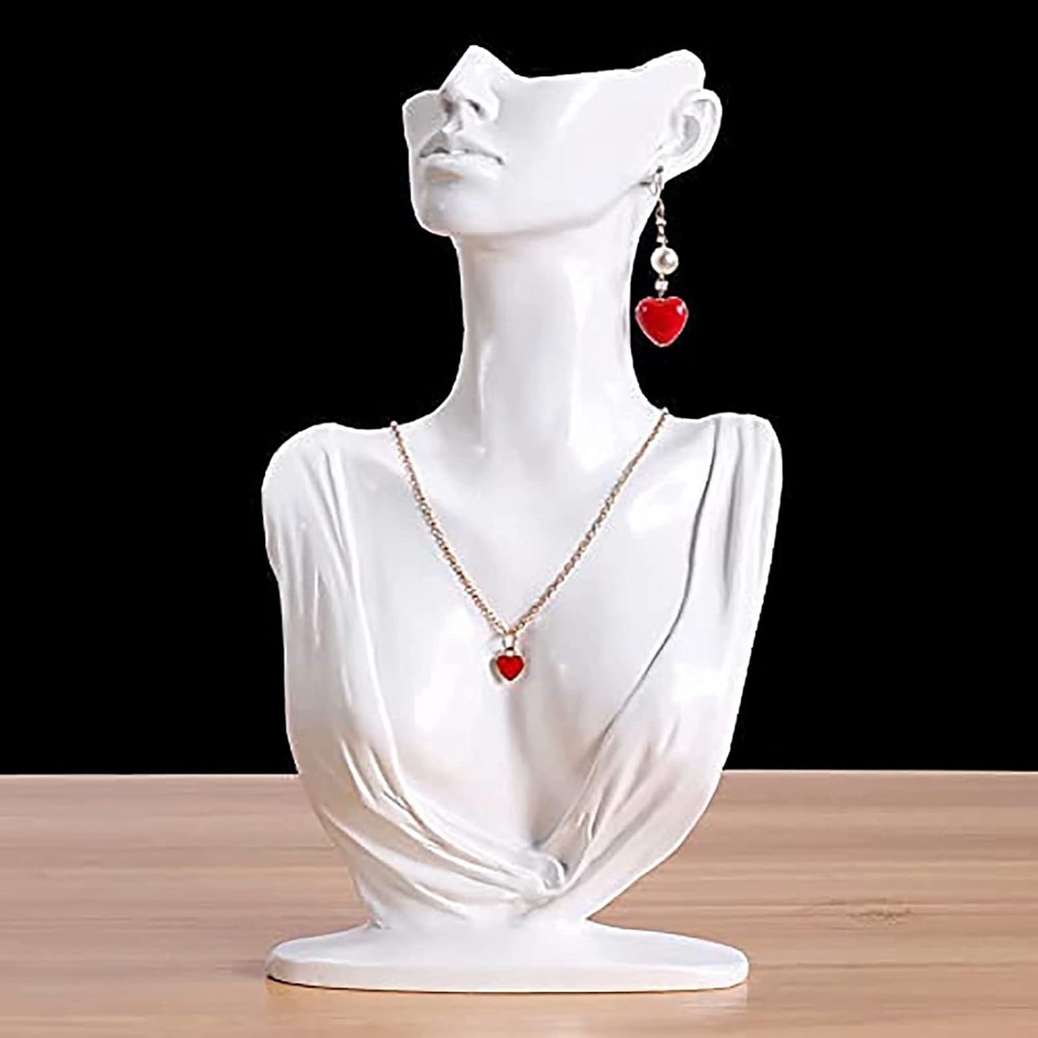 Resin Mannequin Jewelry Display Stand for Necklace Pendant Chain Earring Bust Organizer Holder Stand Modern Home Bedroom Dressing Table Decor Perfect for Daughter Wife Mother Birthday Holiday Gift