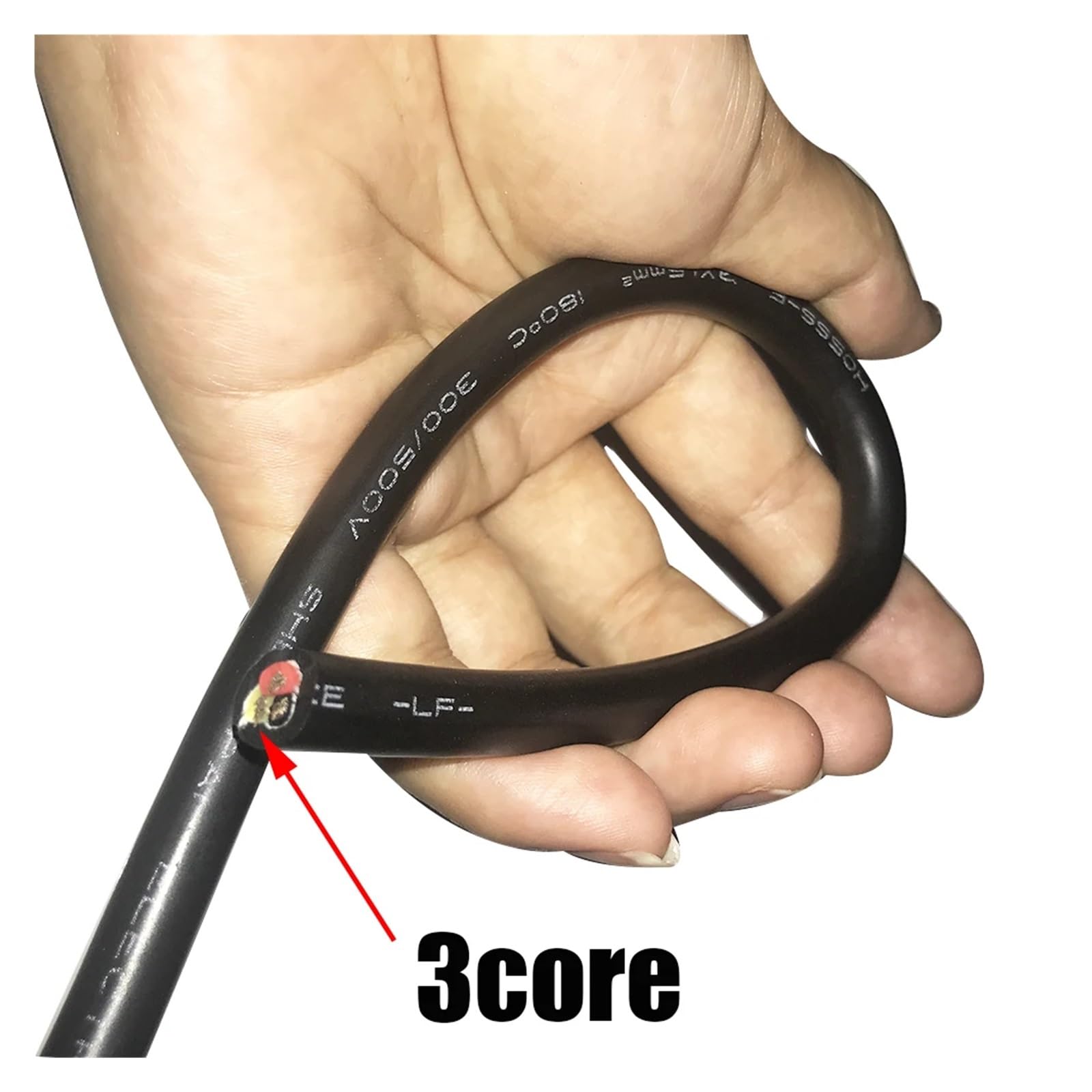 3-żyłowy kabel silikonowy, wysokotemperaturowy, 6 metrów, przewód przeciwzamarzaniowy, gumowy AGR(Noir,3core 0.5mm2)
