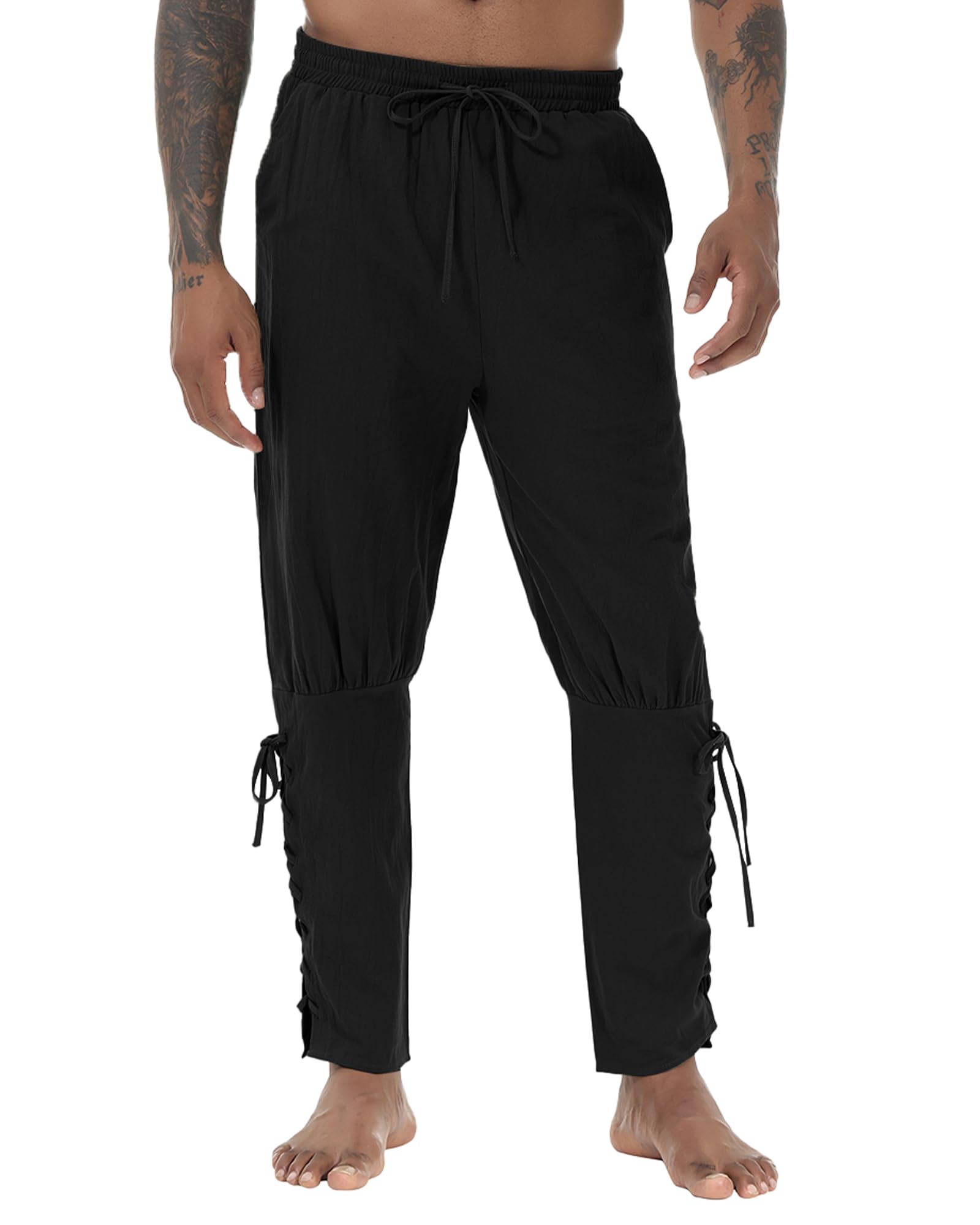 YAOHUOLE Pantalon Medieval Homme Pantalon Gothique Homme Steampunk Men Casual Pants