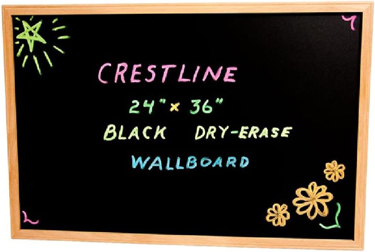 Wood-Framed Black Dry-Erase Board (24 x 36ins)