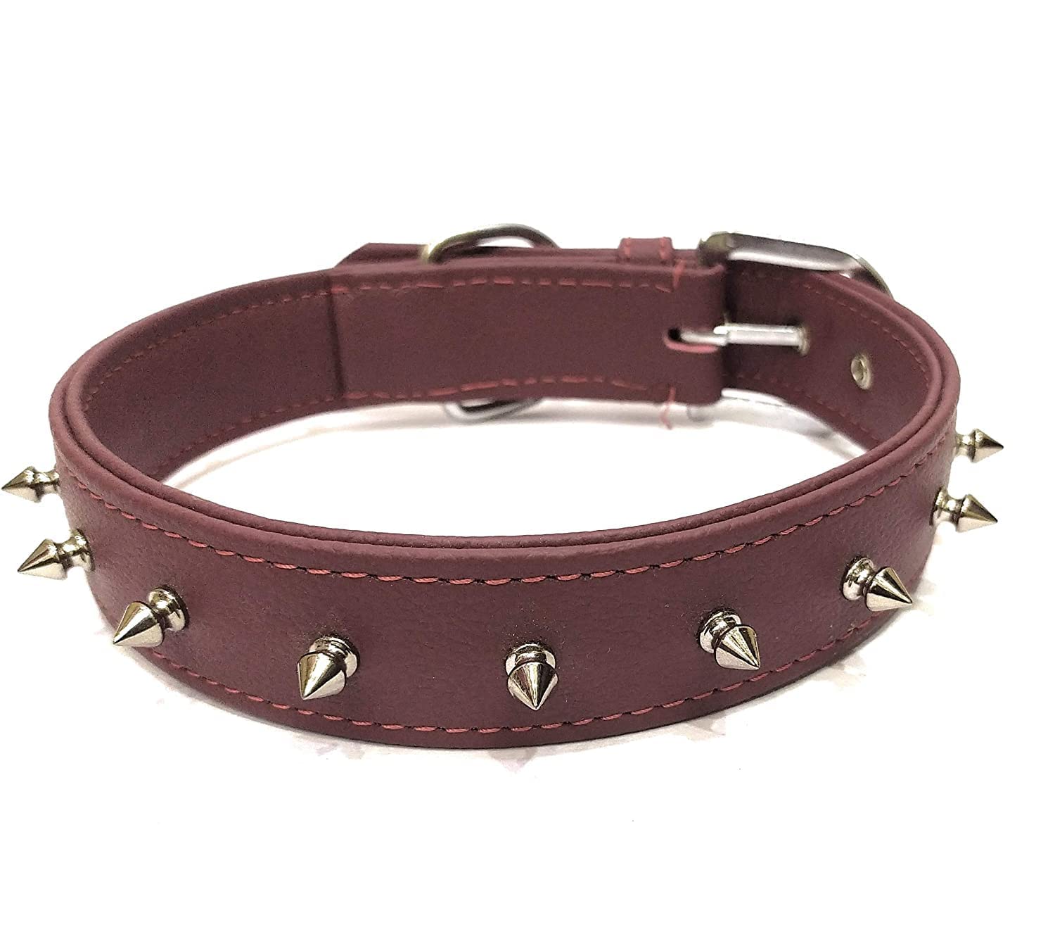 PSK PET MART Leather Single Spike Pu Dog Collar Belt, Medium (Brown) (B0C6LXFVPD) Amazon Price History, Amazon Price Tracker