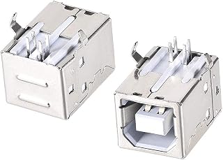sourcing map 10PCS USB 2.0 Type B Female Socket Connector Jack Port, 4-Pin DIP 90 Degree Right Angle, Repair Replacement Adapter