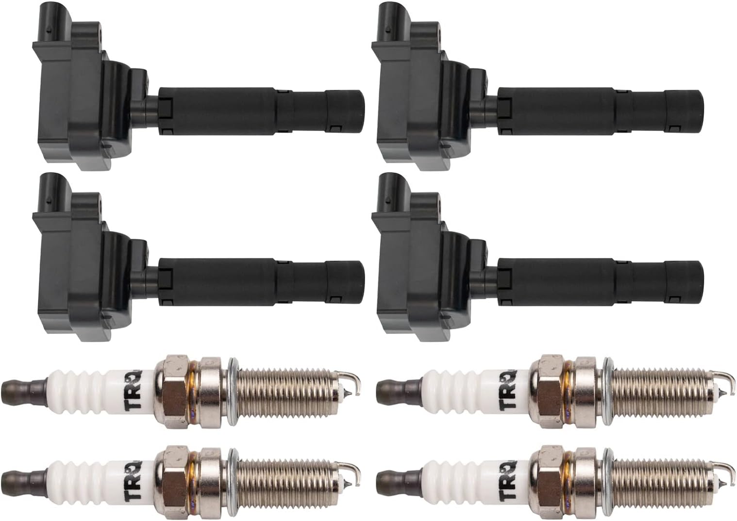 TRQ Ignition Coil & Spark Plug Kit Iridium 8 Piece Compatible with 2012-2015 Mercedes-Benz C250 SLK250