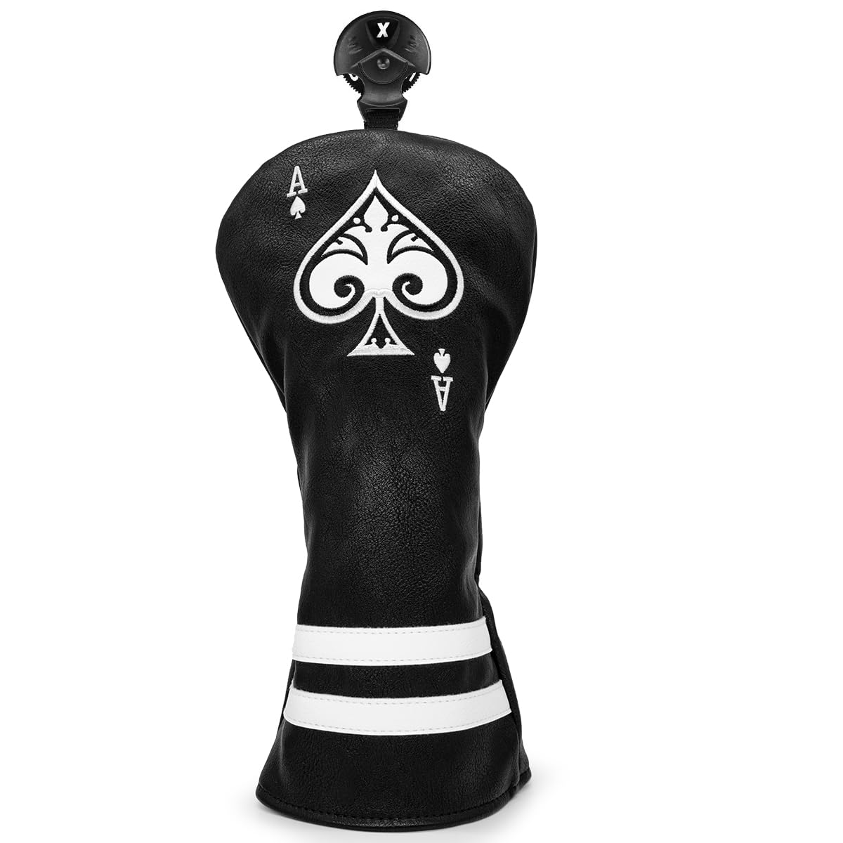 Black Golf Ace of Spade Golf Club Cover for Golf Clubs - Hybrid Headcover Golf Driver Headcover 3 Wood Head Cover (Rotatable 2 3 4 5 6 Ut Head Cover) Putter Headcover
