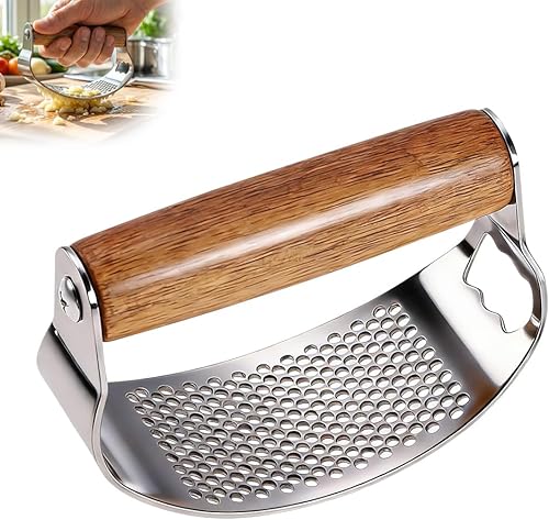 Mecedora de prensa de ajo mejorada, prensa manual de ajo con pelador, molinillo de ajo de mango ancho para herramientas de cocina en el hogar (1