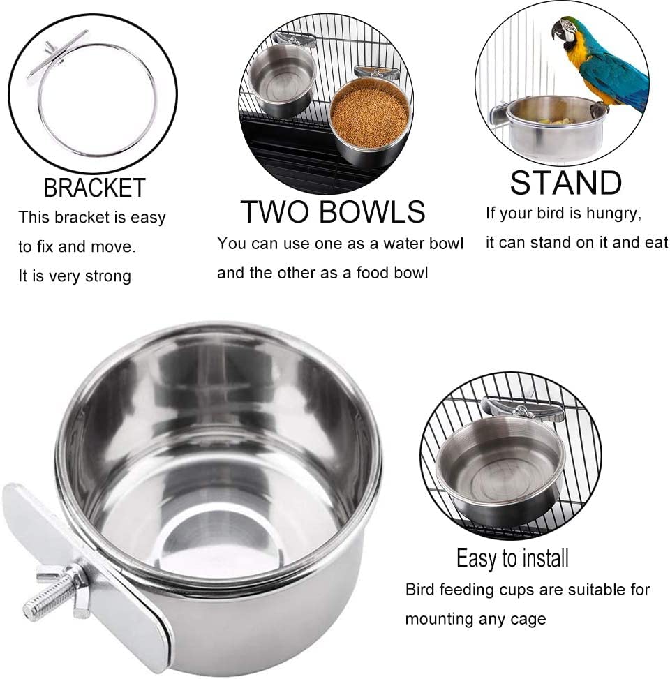 Picture of Snapklik.com : PINVNBY Parrot Feeding Cups Birds Food Dish Stainless ...