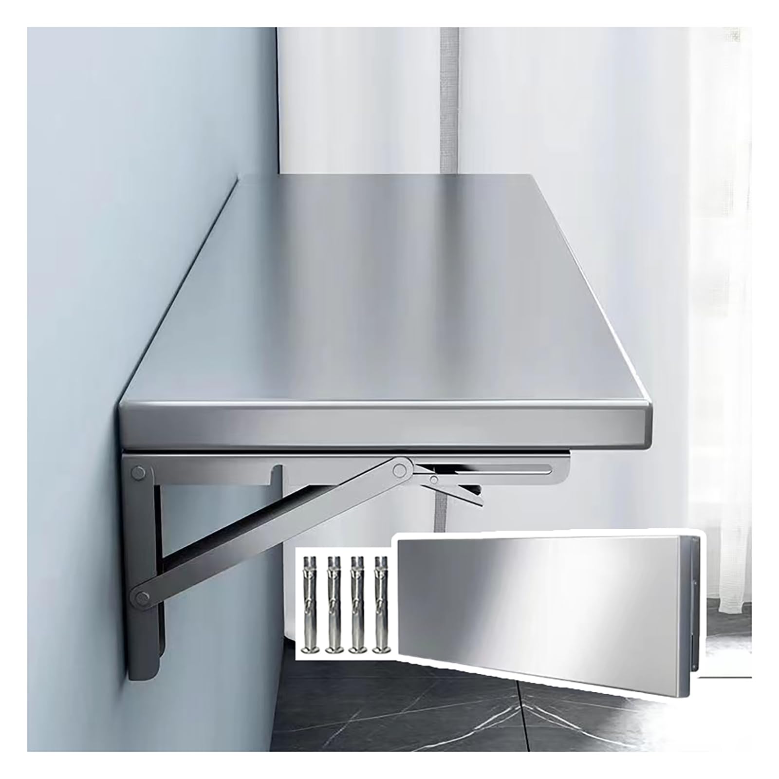 Supports d'étagère muraux pliants en acier inoxydable durable pour salle de bain