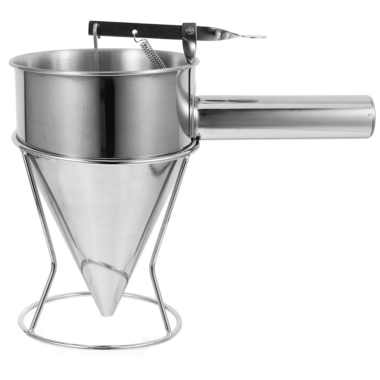 Edelstahl Pfannkuchentrichter 1200ml mit Abnehmbarem Griff und Ständer Konischer Dosierer für Fischbällchen und Desserts Robustes Küchenwerkzeug