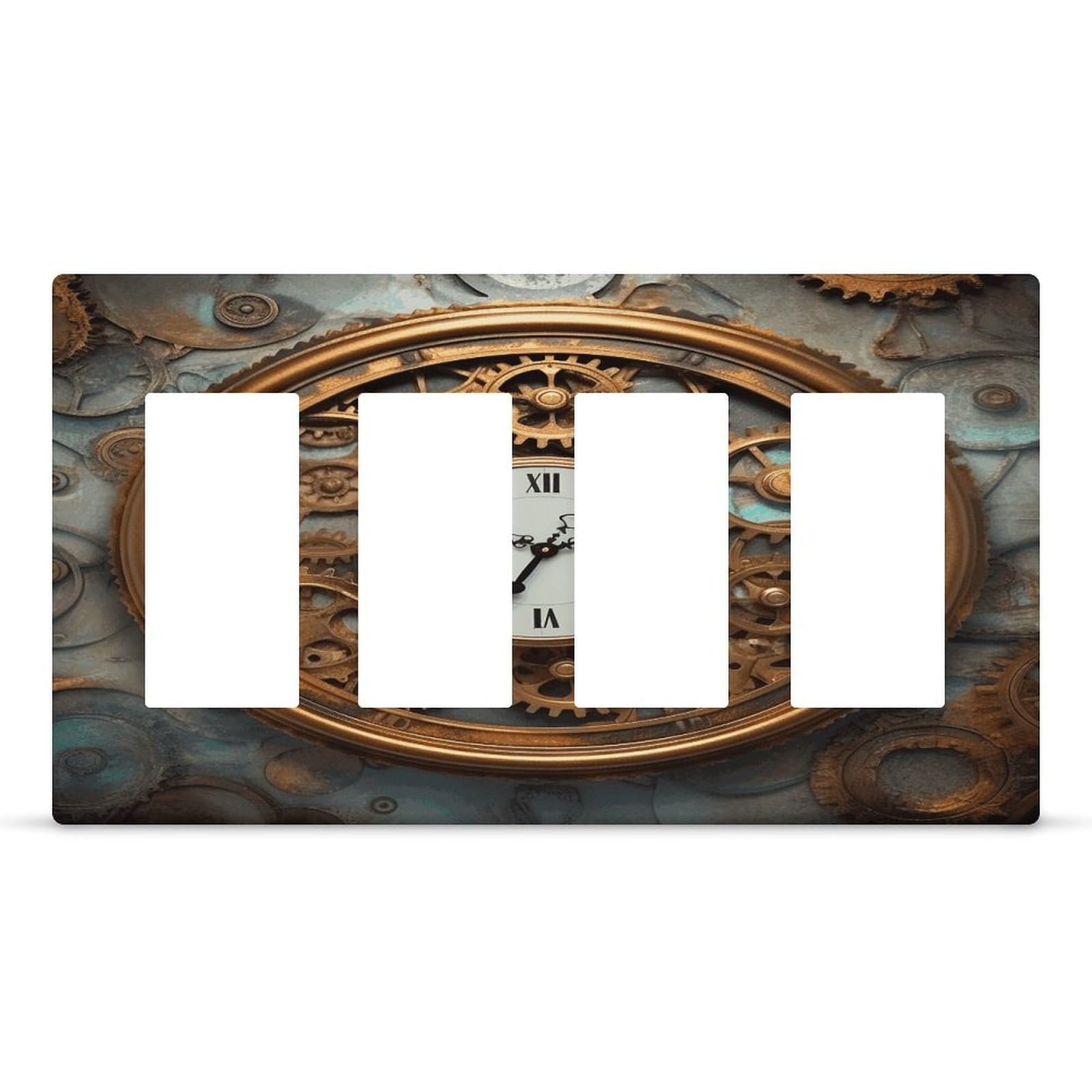 Rusty Steampunk Unbreakable Clock Wall Plate Cover, Thermoplastic Faceplate Cover, Receptacle Outlet Covers, Rocker Light Switch Covers, Faceplate