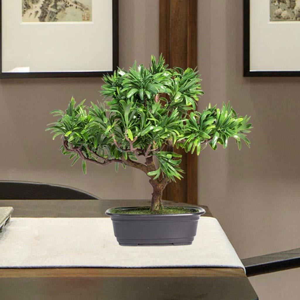Amazon｜Zyj stores 人工マキの木盆栽ツリーの偽の鉢植え屋内エバー