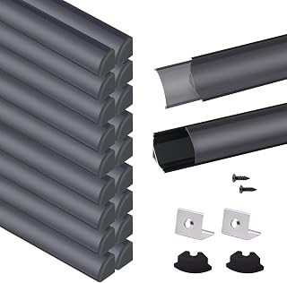 VST 20pack 3.3 ft LED Channel, V Shape Led Diffuser Channel, LED Aluminum Channel System with Black Cover, End Caps and Mounting Clips, Aluminum Profile for LED Strip Light Very Easy Installation