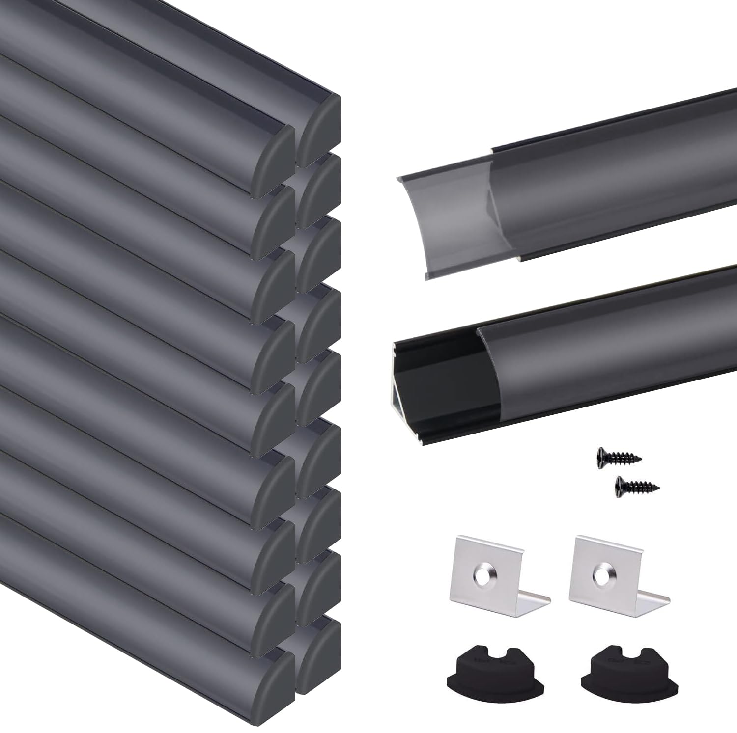 VST 20pack 3.3ft LED Channel, V Shape Led Diffuser Channel, LED Aluminum Channel System with Milky Cover, End Caps and Mounting Clips, Aluminum Profile for LED Strip Light Very Easy Installation — Amazon image 10