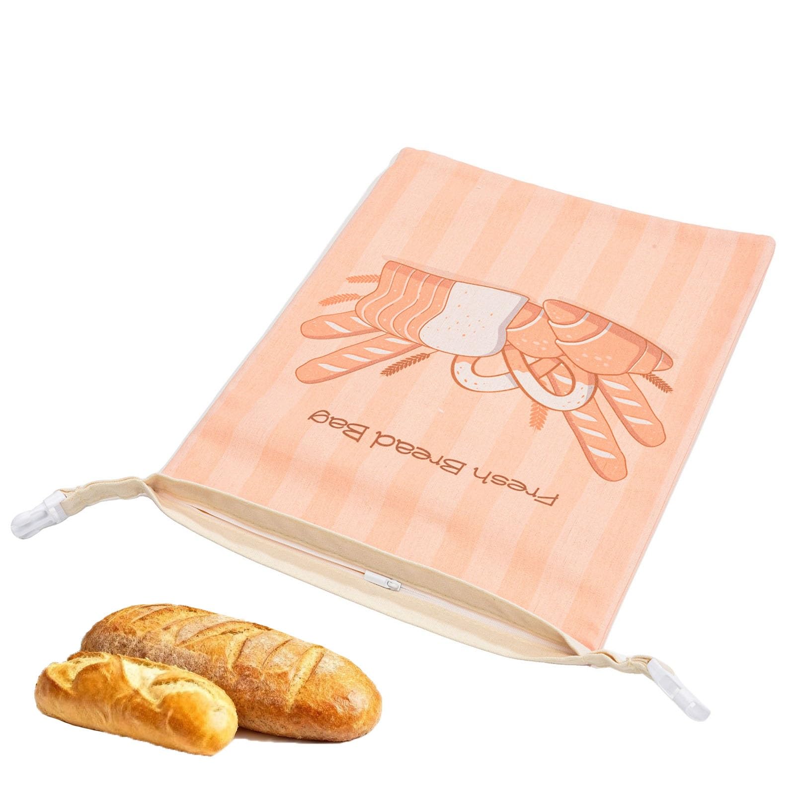 SQOYEI Homemade Linen Beeswax Bread Bag Refrigerated Fresh Keeping Sourdough Bread Bags Reusable Bread Storage Bags Portable for Schools