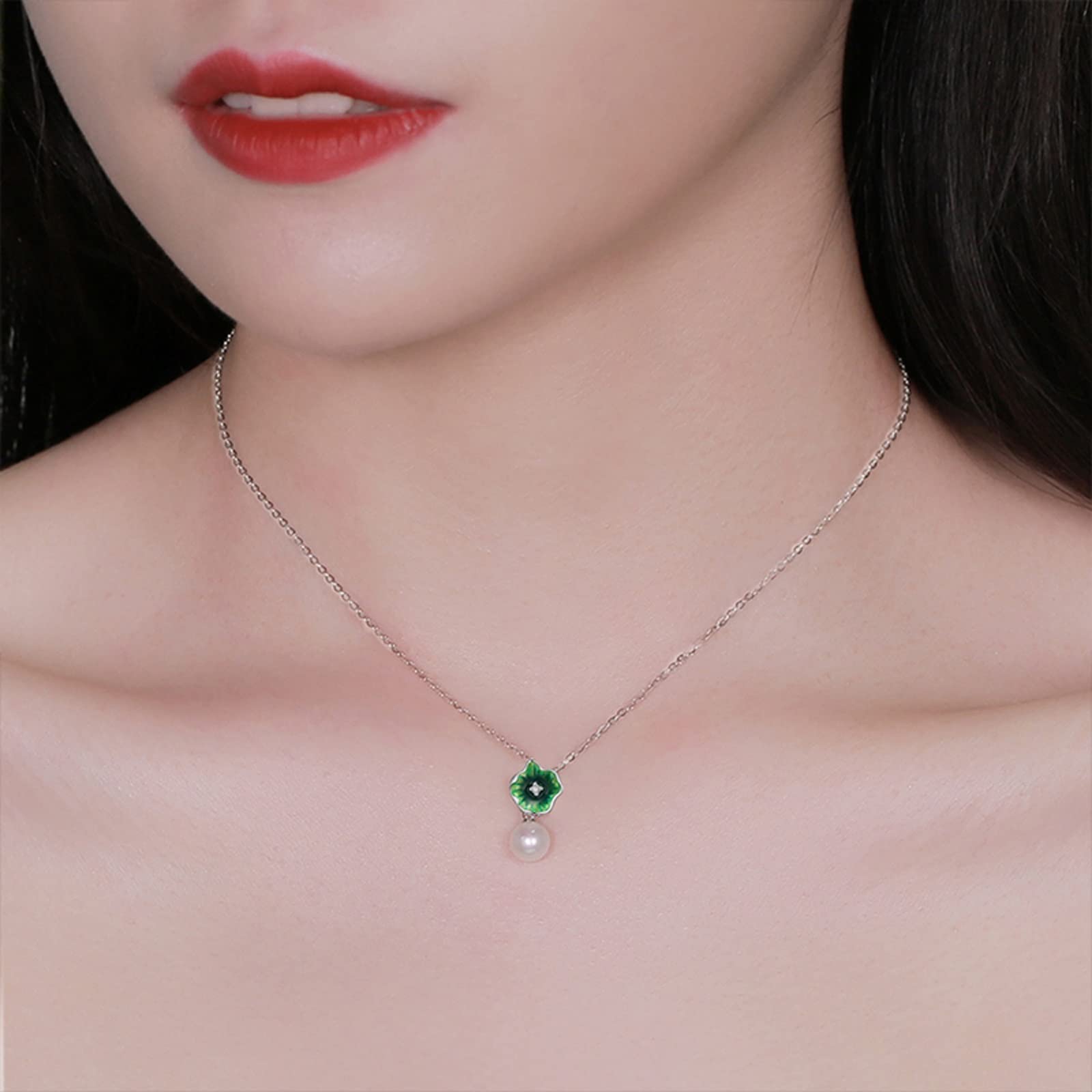 WZGWDC collane 925 Perle d'Acqua Dolce Catena Pendente 6-7mm Bianco Rotondo Femminile Tutto-fiammifero Regalo Gioielli ciondoli da Donna