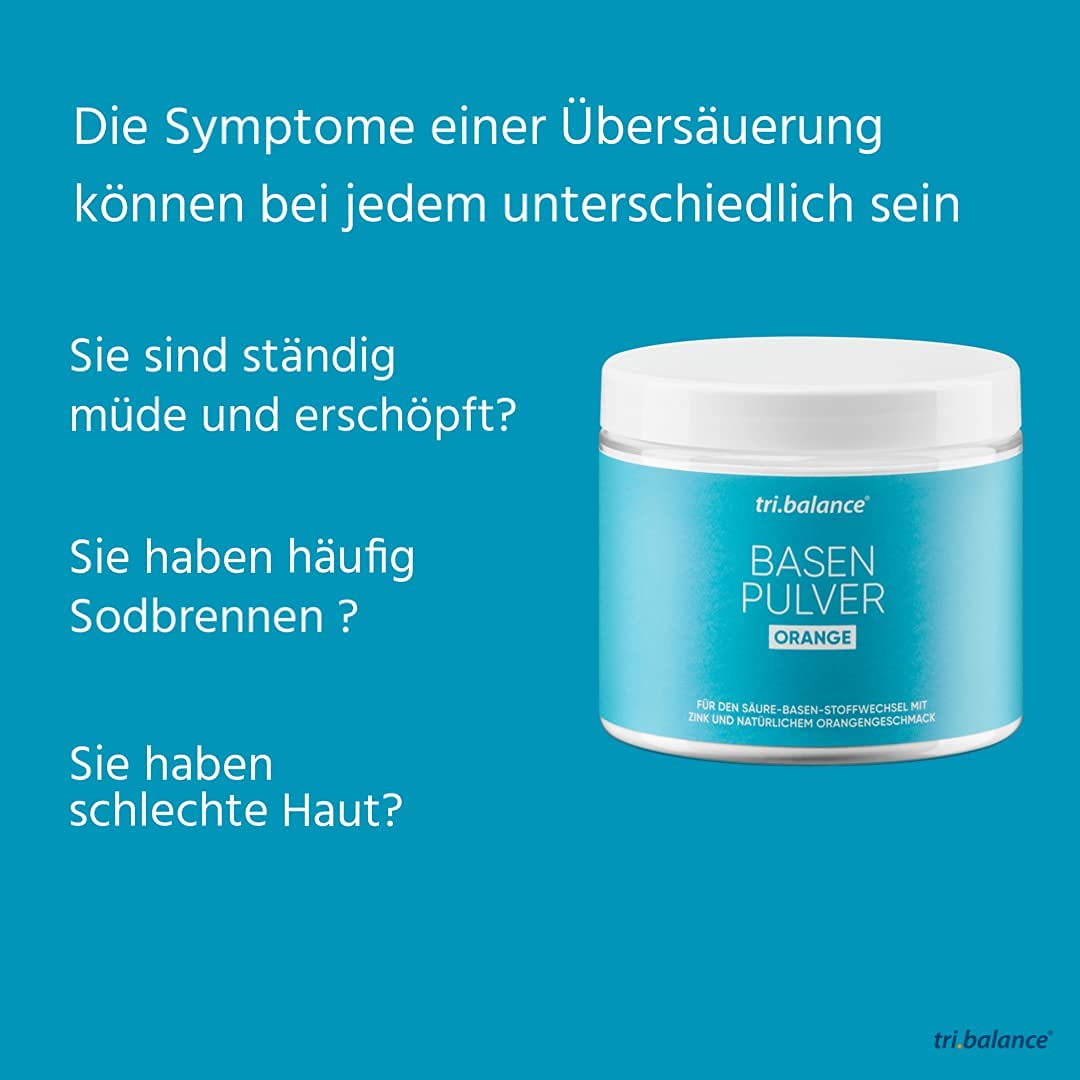 tri.balance Basenpulver ORANGE 4er-Pack 1200 g – Orangengeschmack, vegan | Mit Zink für den normalen Säure-Basen-Stoffwechsel, natürlicher Orangengeschmack, vegan, ca. 216 Portionen