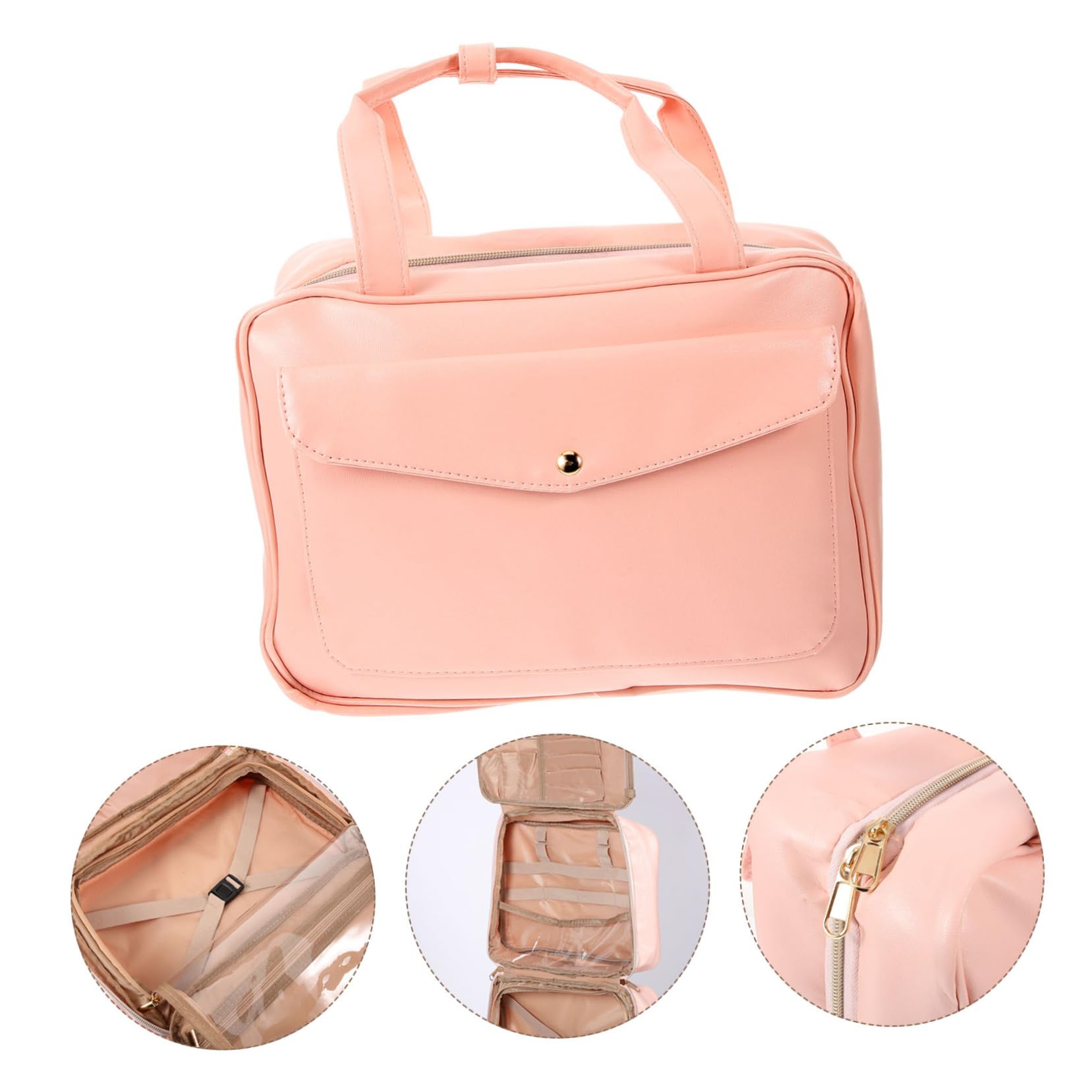 Healvian Trousse de Toilette Design Suspendu Multifonctionnel Portable en Cuir PU Grosse Capacité Imperméable pour Voyage et Usage Extérieur