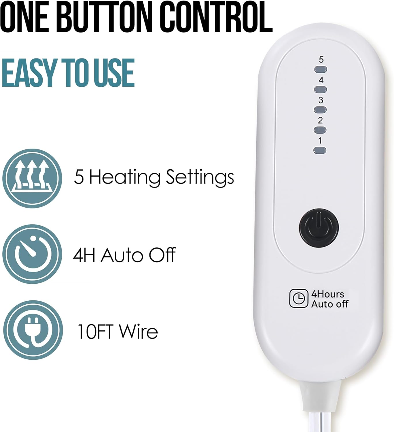 ESTINGO Electric Blanket Throw, Fast Heating Blanket with Overheat Protection, Heated Sherpa Blanket with 5 Heating Levels & 4 Hours Auto Off for Couch Office Use, Ideal Gift, 50"x60", Slate Blue - Image 3