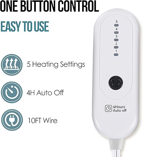 Vista 69 de Manta térmica, manta eléctrica con 5 niveles de calefacción y apagado automático de 4 horas, manta de calentamiento rápido de sherpa súper suave