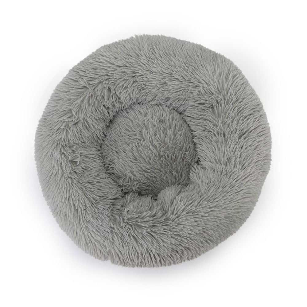 Cat Bed Dog Bed Round Plush Pet Bed Soft Fur Cat Bed for Indoor Cats Donout Sleeping Bed for Small Medium Pets Kitten Puppy Comfortable Mattress Winter Warm Pet Cushion for Dog Cat Rabbit (Grey, 40CM)