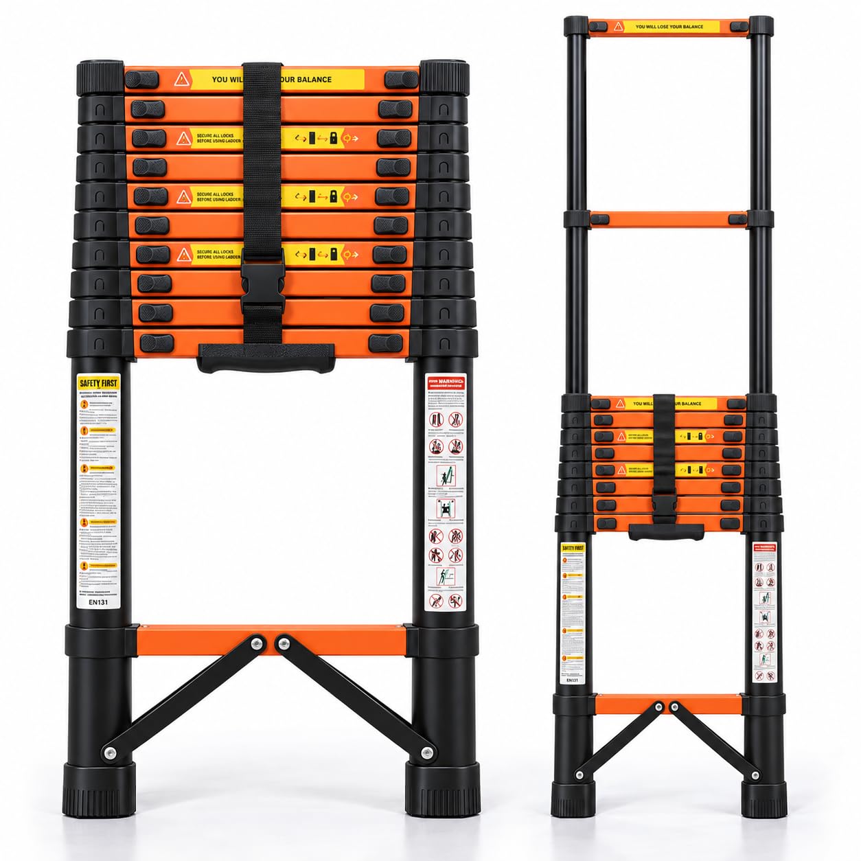 Plantex 1.9m (6.23 ft.) Telescopic Ladder/Carbon Steel 5-Steps Portable & Compact Ladder/Foldable Multipurpose Collapsible Ladder for Home & Outdoor Use - (Orange) — Amazon image 11
