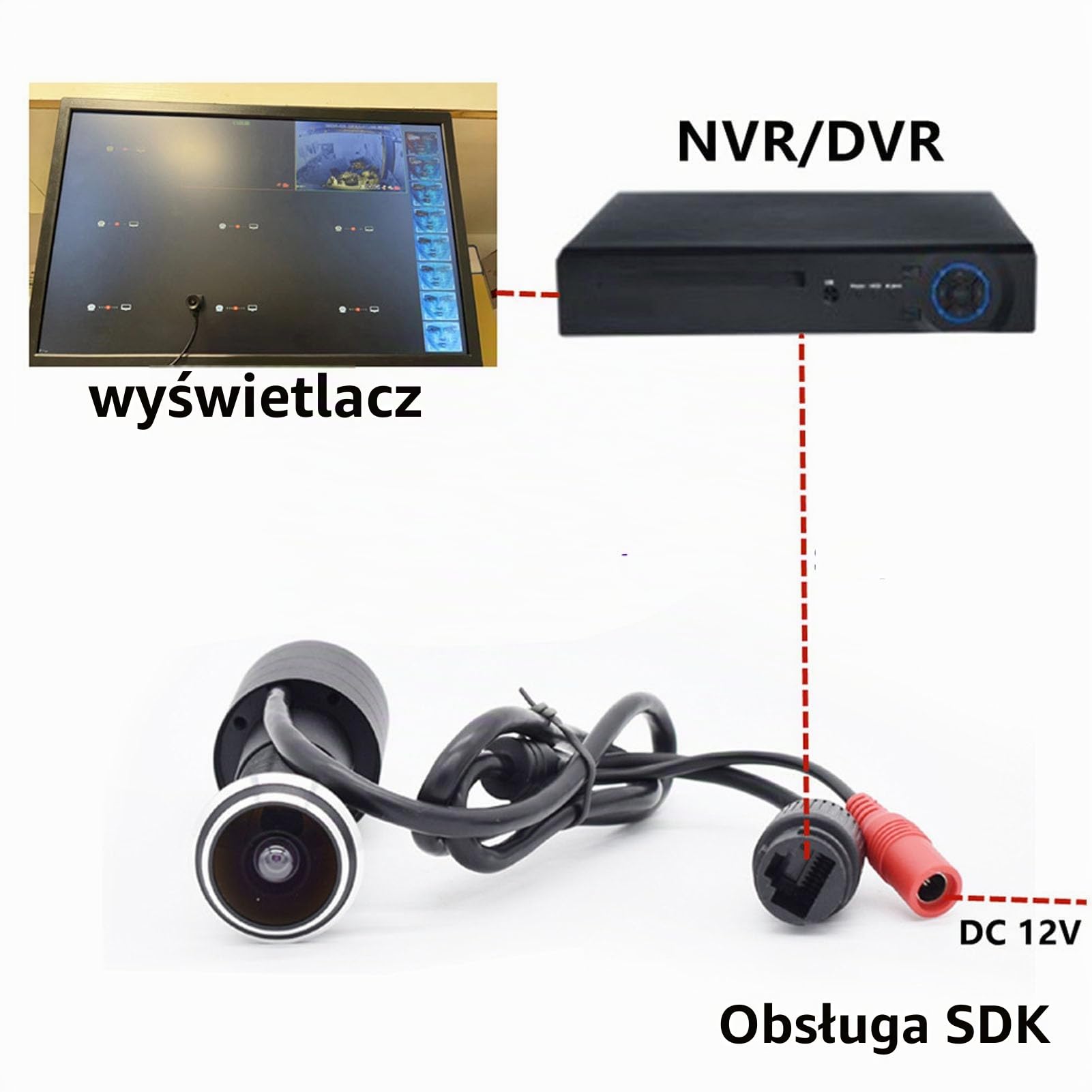 ASHATA Kamera z Wizjerem do Drzwi, 5 MP Bluetooth WiFi Hotspot Monitorowanie Aplikacji Cyfrowy Wizjer do Drzwi z Obiektywem 1/3 Cala CMOS 1,66 Mm i wodoszczelną obudową do Domu