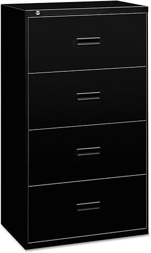 Archivador lateral de cuatro cajones de la serie 400 30 x 19-14 x 53-14 h negro 434LP