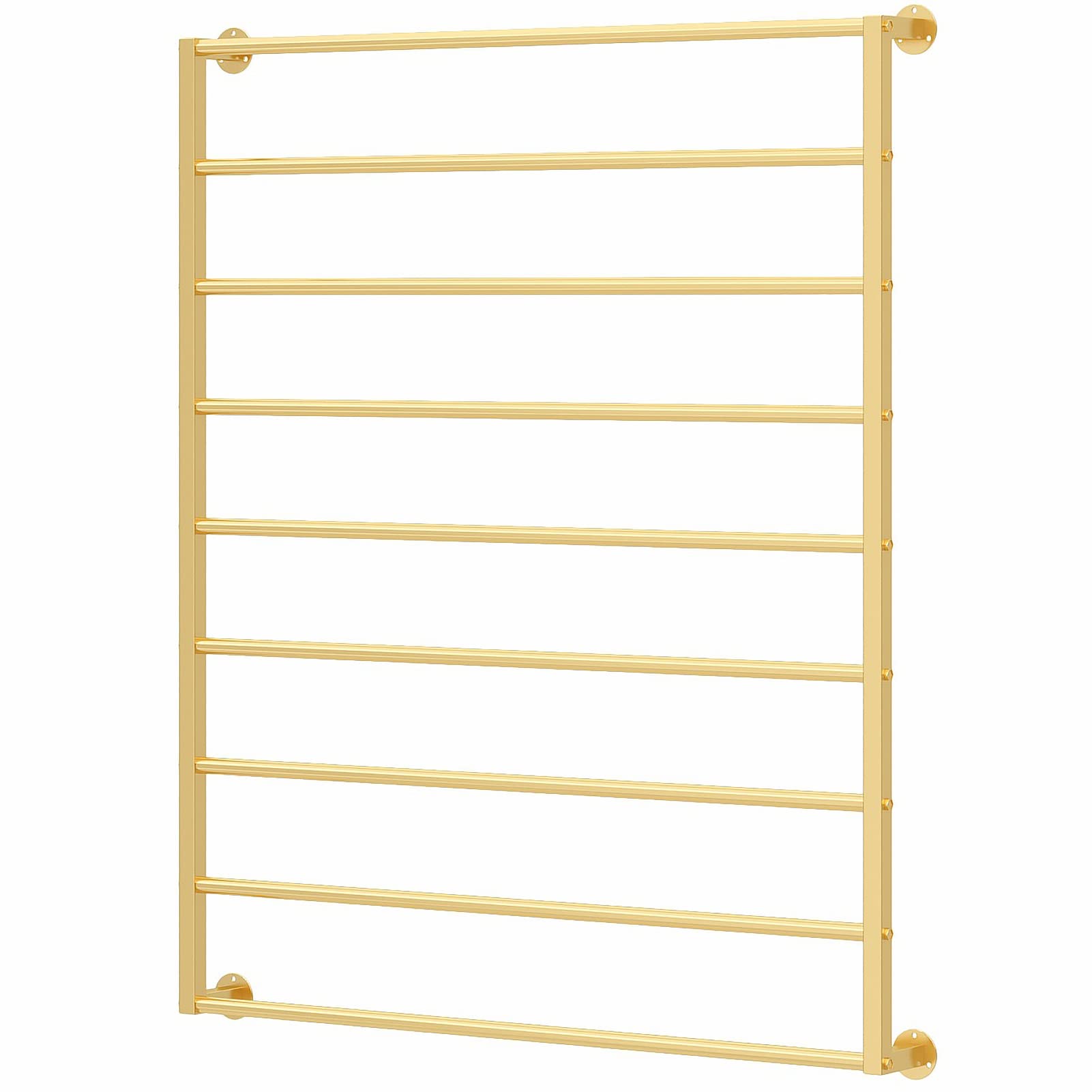 UWYTGF Wall Mount Scarf Holder with Removable Crossbar,9 Layer Shawl/Pants Collect Rack,for Bedroom/Retail Store/Closet,Black White Gold Heavy Duty Iron,Gold,Length,120Cm/47.2In