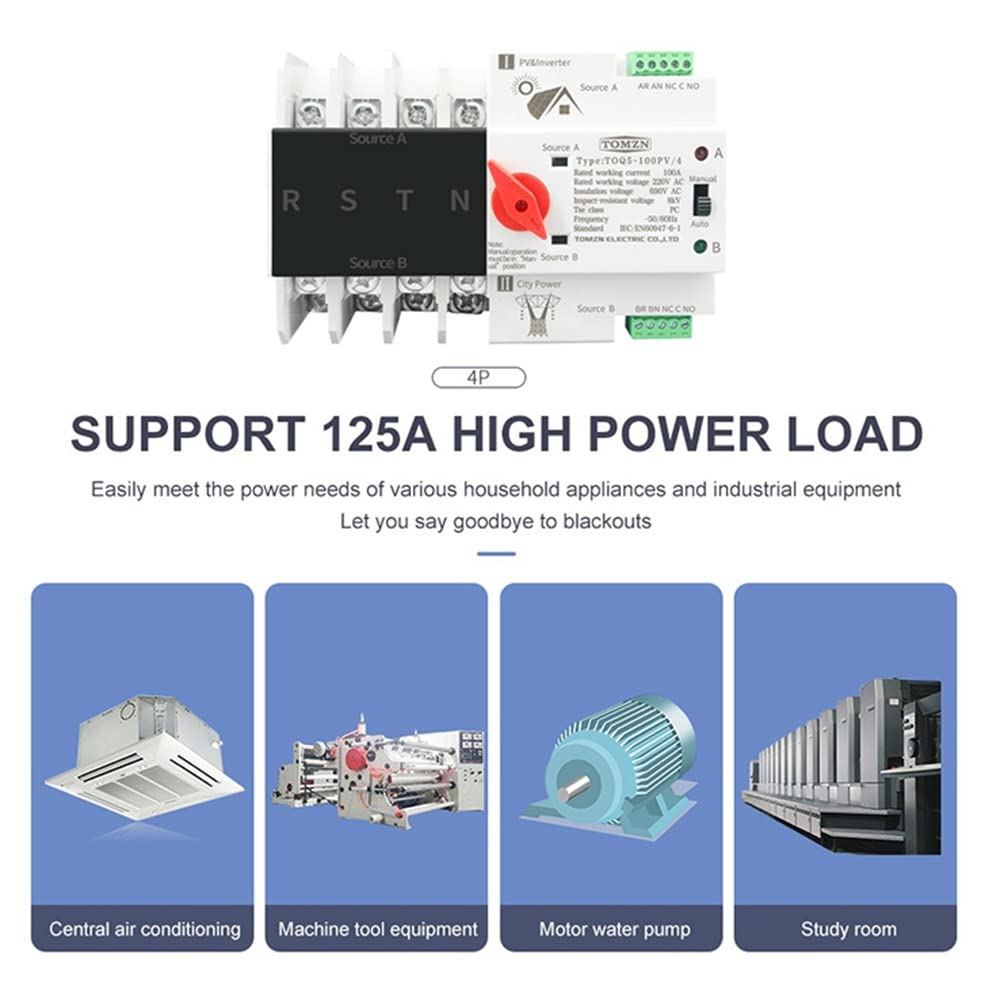 Din Rail 4P ATS Double Alimentation Commutateur de Transfert Automatique Commutateurs de SéLection éLectriques Alimentation Ininterrompue 100A