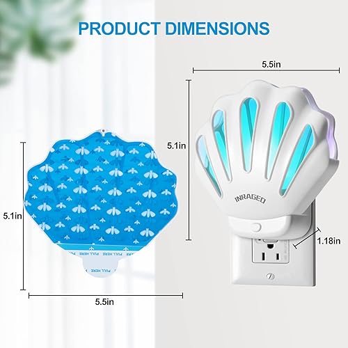 Miniatura 4 de Trampa para insectos voladora HU002 - Trampa para moscas enchufable para interiores, matamoscas eléctrico para interiores, con luz nocturna,