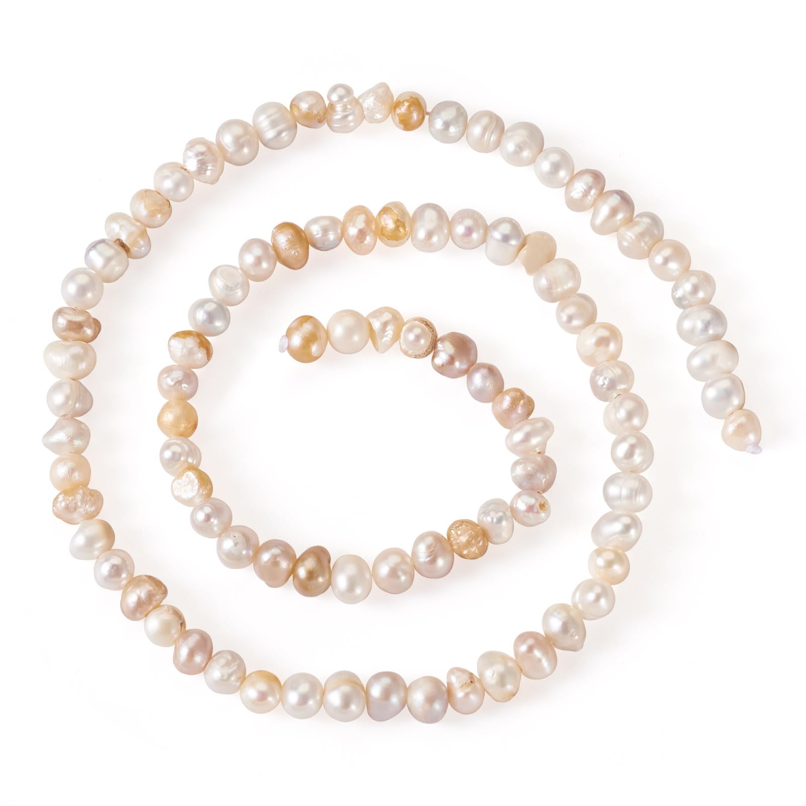 Beadthoven 1 Strand Natural Cultured Freshwater Pearl Beads 3.5~6.5x3~4.5mm Potato Shape Seashell Color Pearls for Necklace Bracelet Jewelry Making, Hole: 0.6mm, 90~94pcs โ image 1