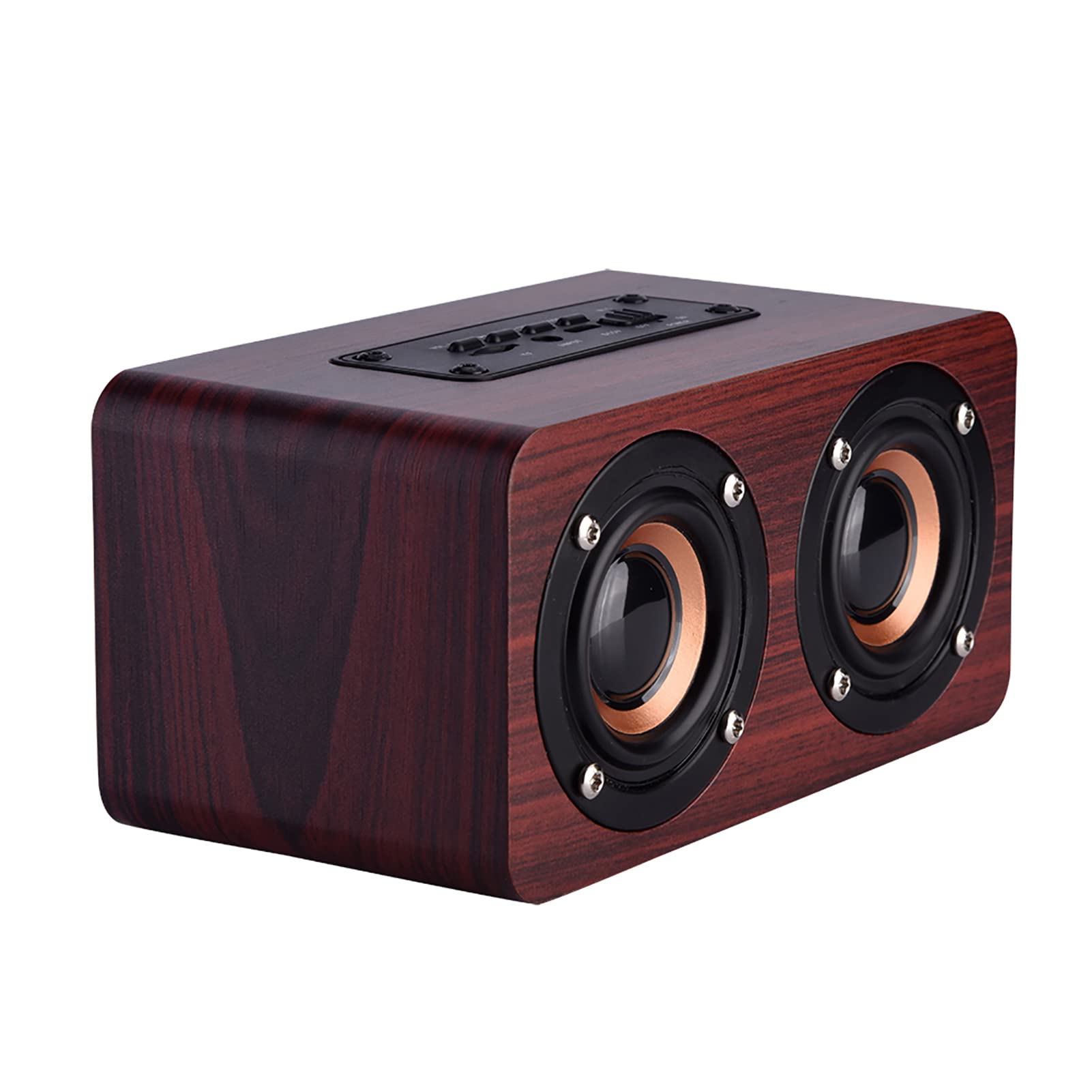 Fabater Mini Altoparlante Bluetooth Portatile in Legno, Altoparlante Stereo Wireless con 2 Trombe, Batteria da 1500 MAh, 8 Ore di Riproduzione, Doppi Driver, Bassi da 6 W, TF/AUX per Escursioni in